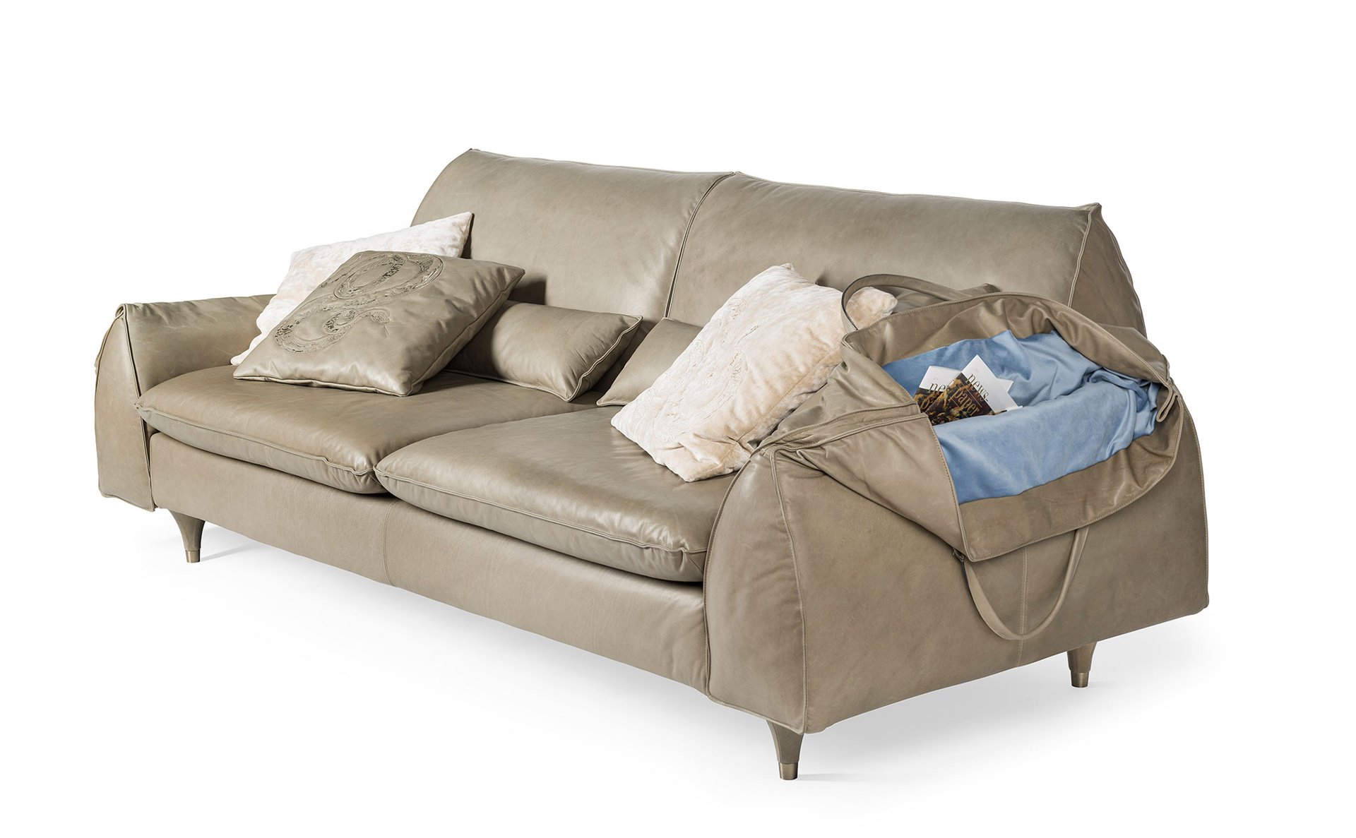 Divano Eve in pelle color grigio tortora di VGnewtrend in ...
