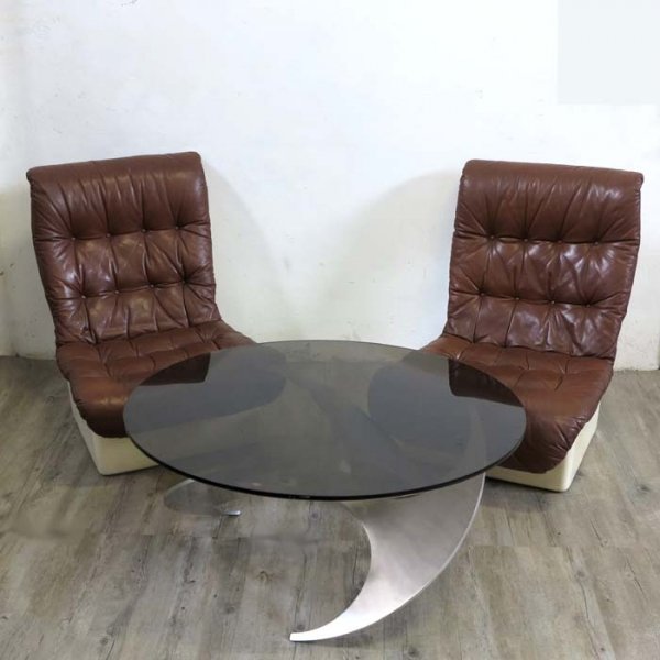 Propeller Glass Coffee Table by Knut Hesterberg for Ronald Schmidt