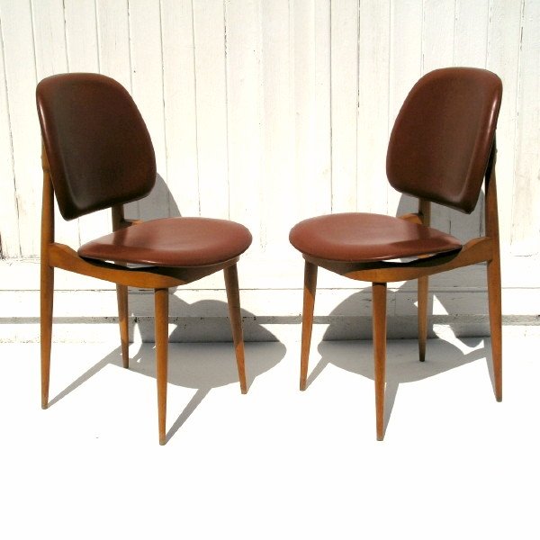 mid century leatherette chairs by pierre guariche 1960 set of 2 WK0263