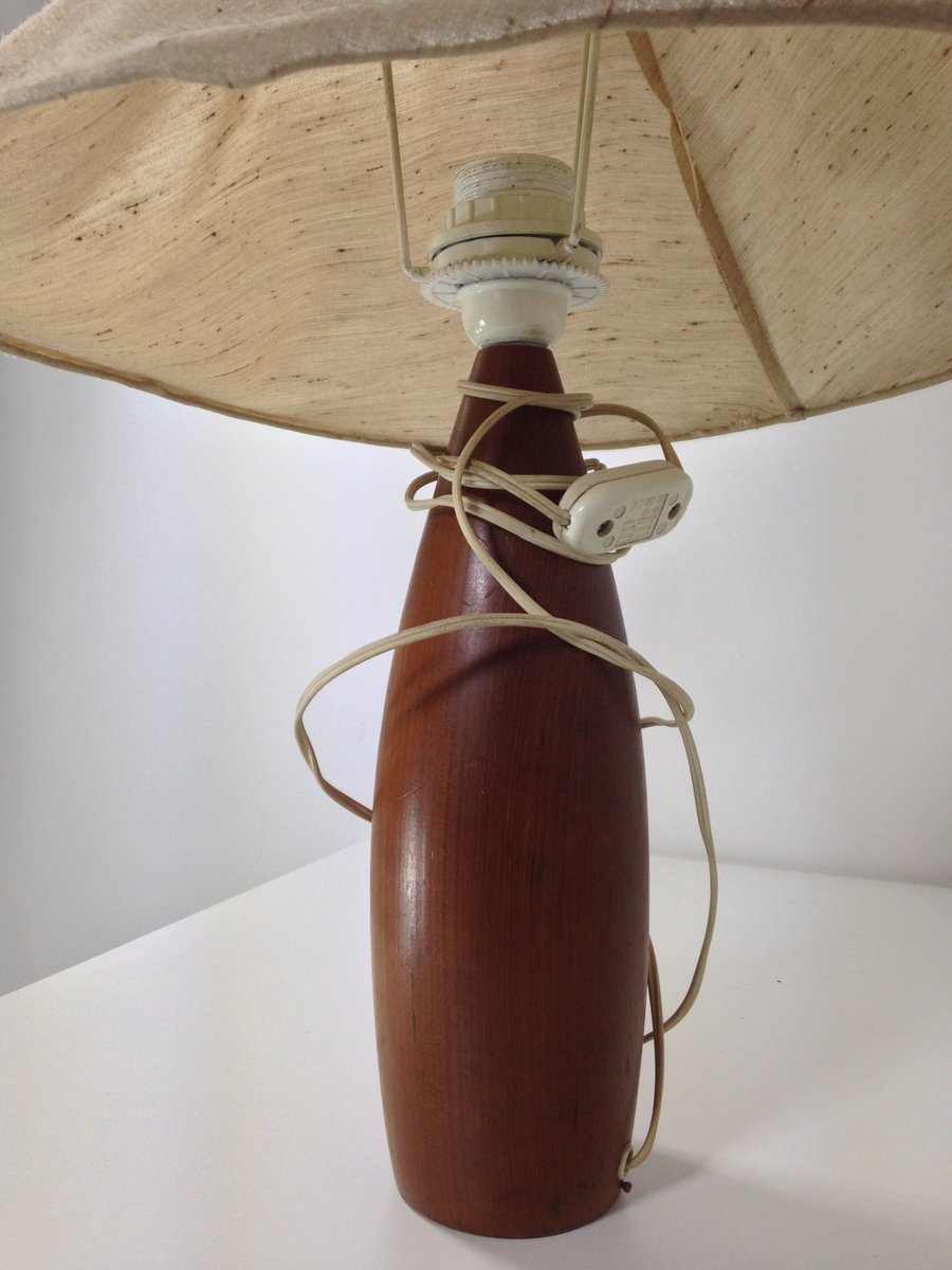 Vintage Danish Desk Lamp with Teak Base, 1950s for sale at Pamono